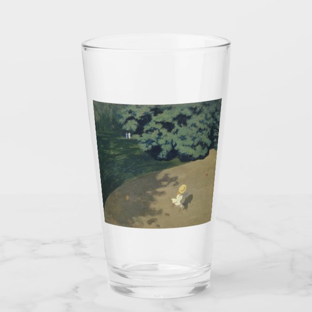Junge Mädchen, die nach einem Roten Ball laufen (K Glas (Vorderseite)