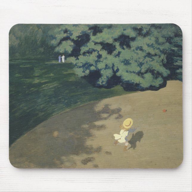 Junge Mädchen, die nach einem Roten Ball laufen (K Mousepad (Vorne)
