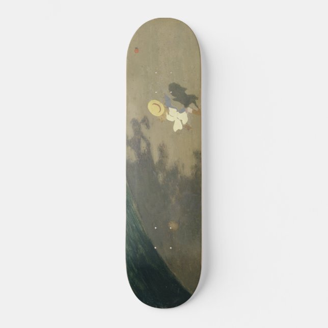 Junge Mädchen, die nach einem Roten Ball laufen (K Skateboard (Vorderseite)
