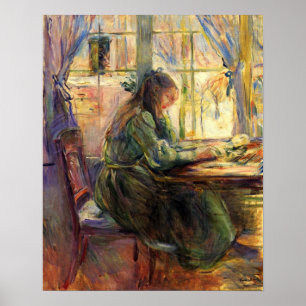 Junge Mädchen, die von Berthe Morisot geschrieben  Poster