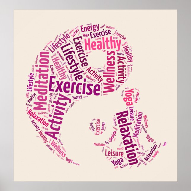 Junge Mädchen, die Yoga unter dem Yin Yang-Symbol  Poster (Vorne)
