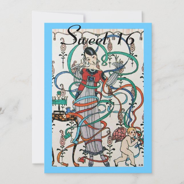 JUNGE MÄDCHEN, FARBBONS SCHWEET 16 PARTY Orange Einladung (Vorderseite)