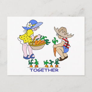 Junge & Mädchen Gärtner Postkarte