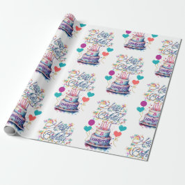 Junge Mädchen Geburtstag Name Age Hübsch Cake hinz Geschenkpapier