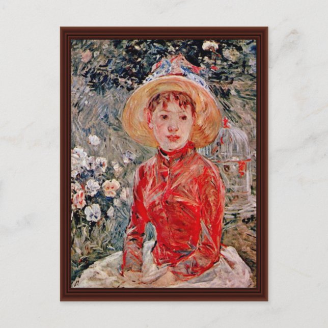 Junge Mädchen mit einem Käfig von Morisot Berthe Postkarte (Vorderseite)