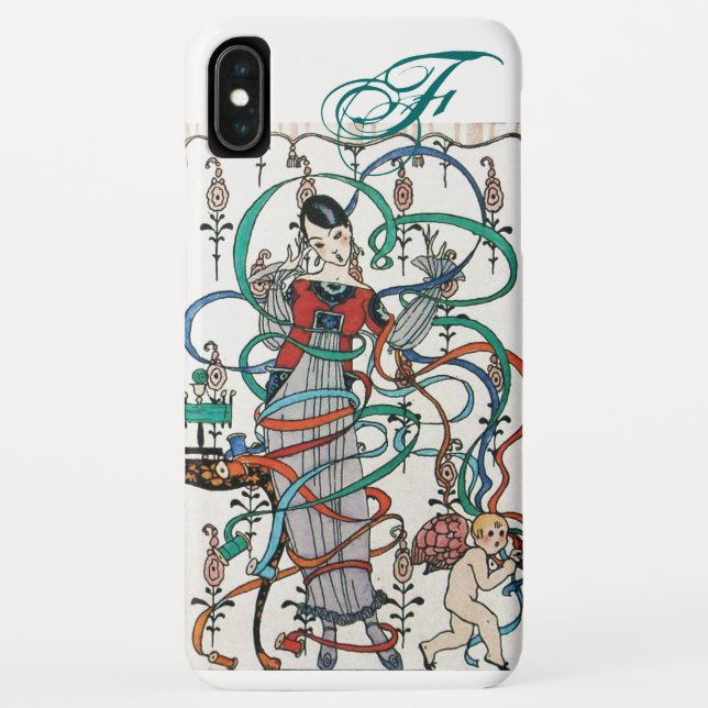 JUNGE MÄDCHEN MIT FARBEN RIBBON-WIRBEL UND KUPID Case-Mate iPhone HÜLLE (Rückseite)
