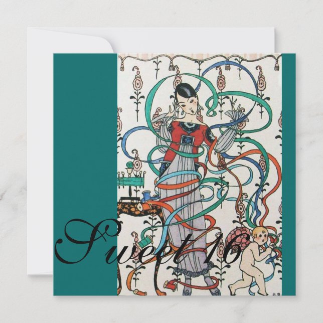 JUNGE MÄDCHEN MIT FARBEN SCHWIMMEN 16 PARTY EINLADUNG (Vorderseite)