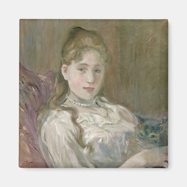 Junge Mädchen mit Katze, 1892 Magnet (Vorne)