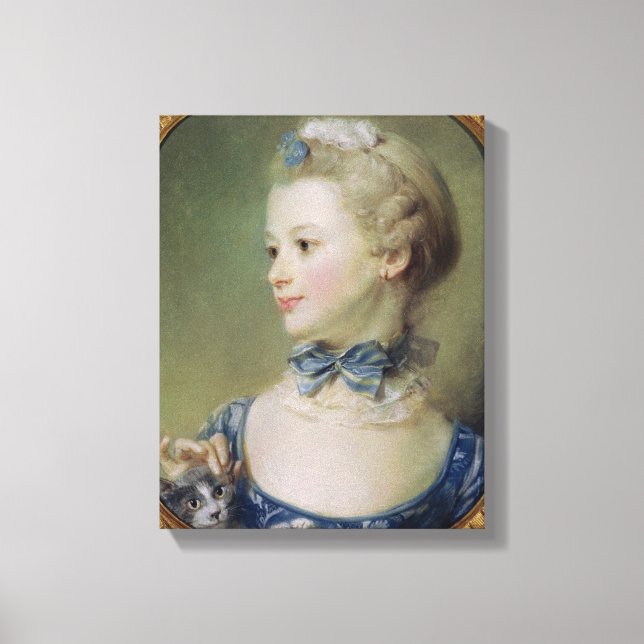 Junge Mädchen mit Katze Leinwanddruck (Vorderseite)
