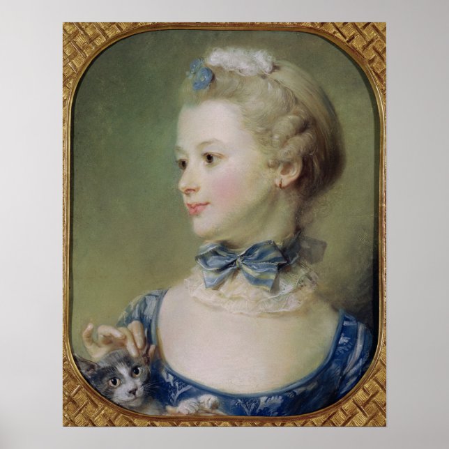 Junge Mädchen mit Katze Poster (Vorne)