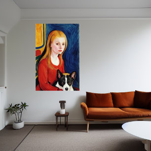 Junge Mädchen und Hund   AI Art Poster