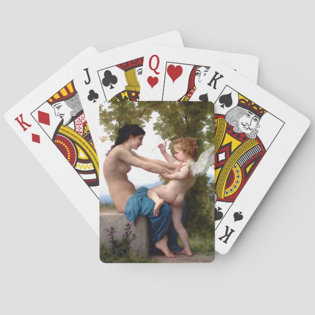 Junge Mädchen verteidigen sich gegen Eros Cupid Spielkarten (Rückseite)