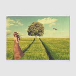 Junge Mädchen vor Ort Seidenpapier