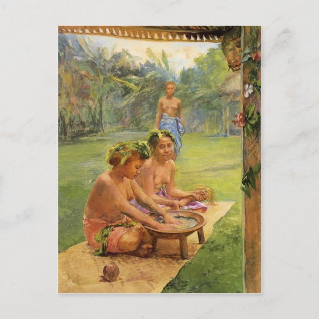 Junge Mädchen Vorbereitung Kava - Postkarte (Vorderseite)