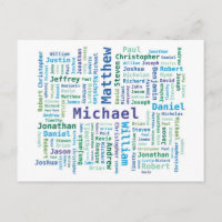 Junge / Mann benennt Word Cloud in Blue Green Colo