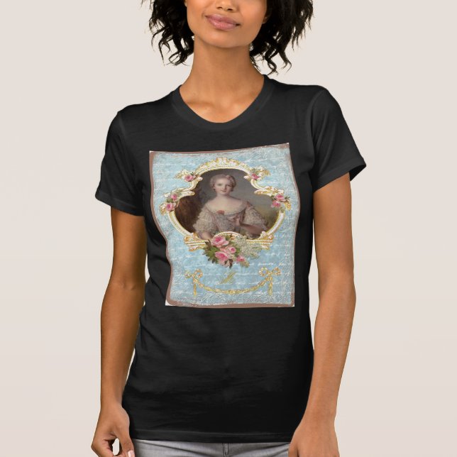 Junge Marie Antoinette mit rosa Rosen T-Shirt (Vorderseite)