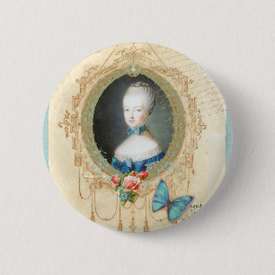 Junge Marie Antoinette Schmetterling Kunst Druck Button