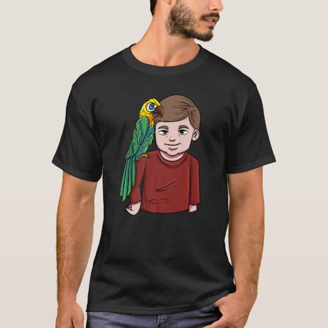 Junge mit Ara Papagei T-Shirt (Vorderseite)