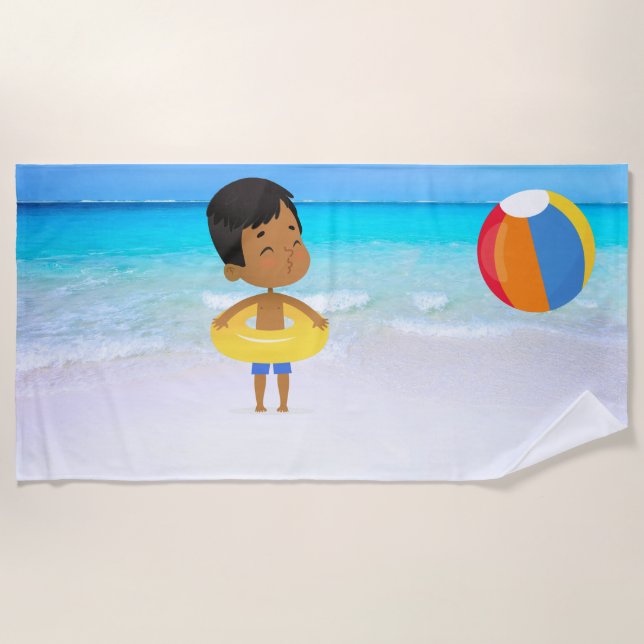 Junge mit Ball Strandtuch (Vorderseite)