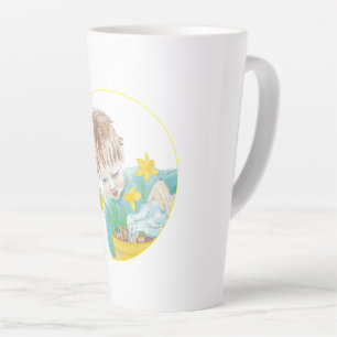 Junge mit Daffodien Milchtasse
