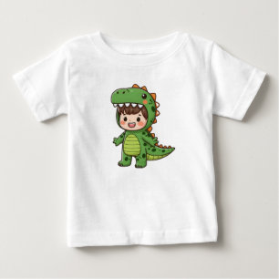 Junge mit Dinosaur-Kostüm Baby T-shirt