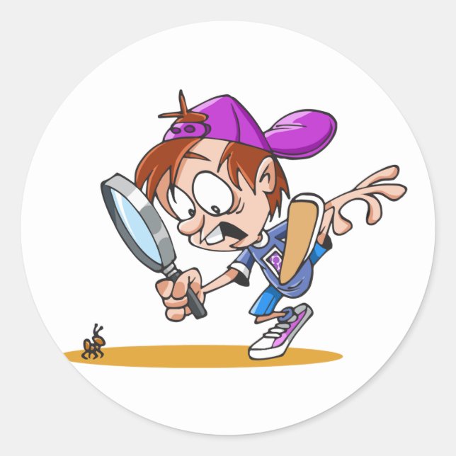 Junge mit einem gläsernen Aufkleber (Vorderseite)