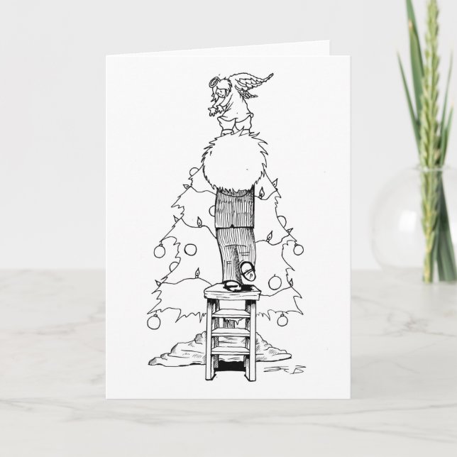 Junge mit einem Weihnachtsengel Feiertagskarte (Vorderseite)