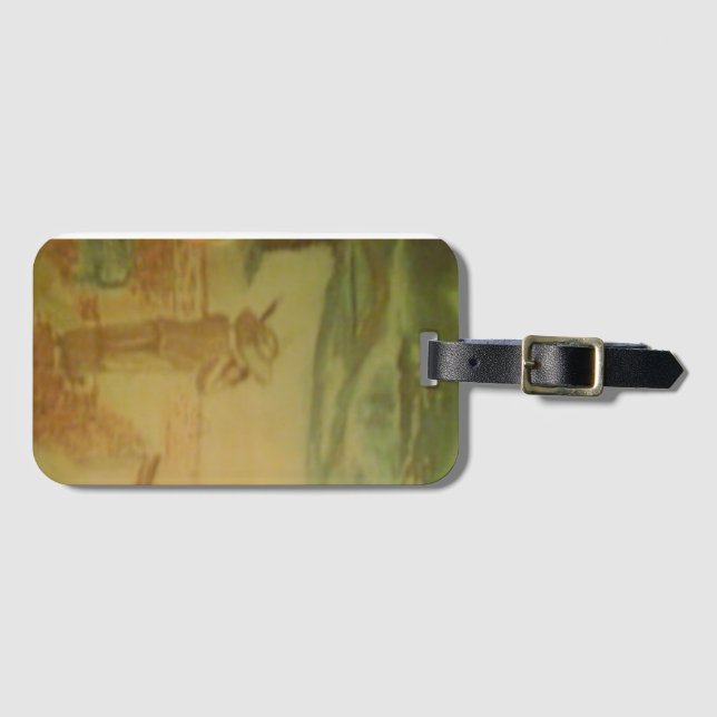 Junge mit einer Violine am Strand Gepäckanhänger (Vorderseite (Horizontal))