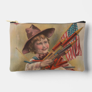 Junge mit Feuerwerk, Amerikanische Flagge, Patriot Zubehörtasche