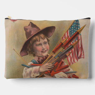 Junge mit Feuerwerk, Amerikanische Flagge, Patriot Zubehörtasche