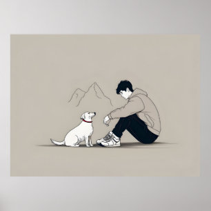 Junge mit Hundekunst Poster