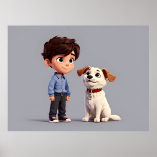 Junge mit Hundekunst Poster