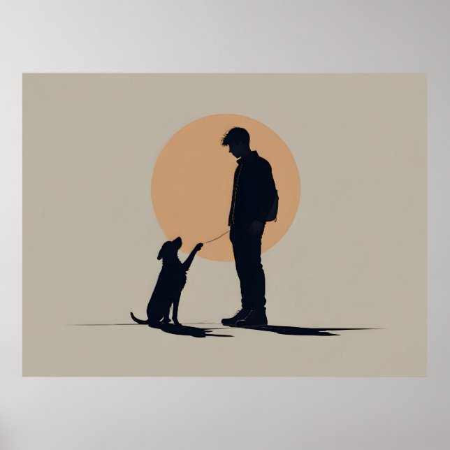 Junge mit Hundekunst Poster (Vorne)