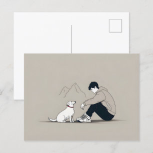 Junge mit Hundekunst Postkarte
