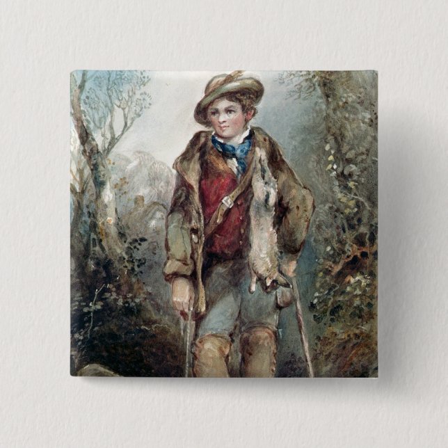 Junge mit Kaninchen Button (Vorderseite)