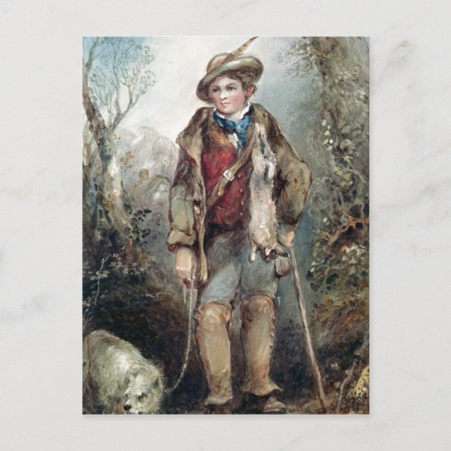 Junge mit Kaninchen Postkarte (Vorderseite)