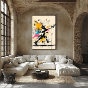 Junge mit Papierflugzeug – Street Art Graffiti Pos Poster