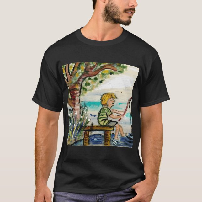Junge mit Rotlachs T-Shirt (Vorderseite)