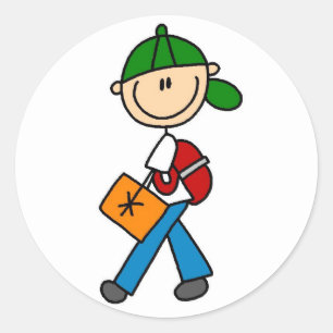Junge mit Rucksack-Aufkleber Runder Aufkleber