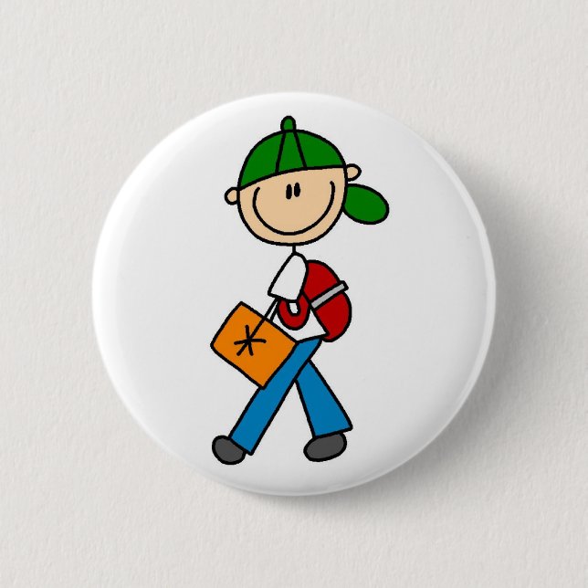 Junge mit Rucksack Knopf Button (Vorderseite)