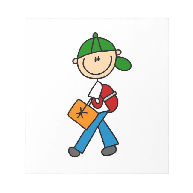 Junge mit Rucksack Notizblock (Vorderseite)