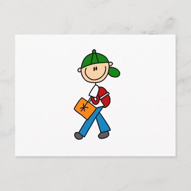 Junge mit Rucksack Postkarte (Vorderseite)