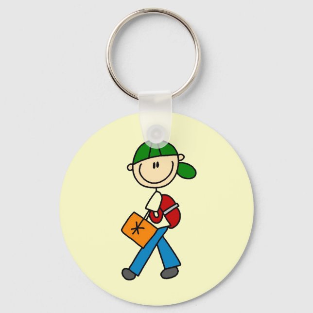 Junge mit Rucksack Schlüsselanhänger (Vorderseite)