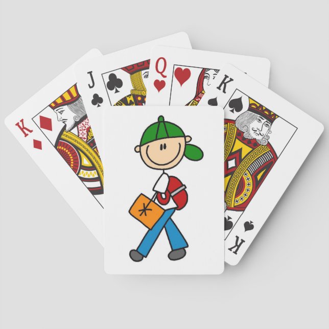 Junge mit Rucksack Spielkarten (Rückseite)
