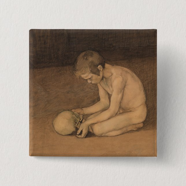 Junge mit Schädel (von Magnus Enckell) Button (Vorderseite)
