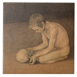 Junge mit Schädel (von Magnus Enckell) Fliese