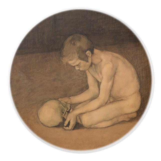 Junge mit Schädel (von Magnus Enckell) Keramikknauf (Vorderseite)