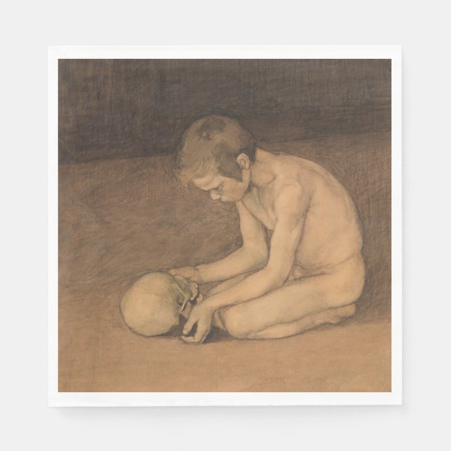 Junge mit Schädel (von Magnus Enckell) Serviette (Vorderseite)