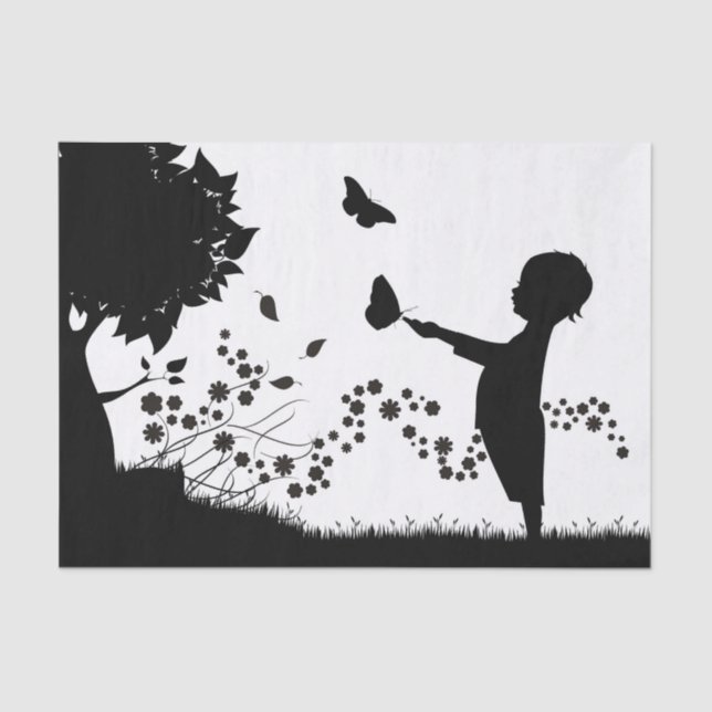 Junge mit Schmetterlingen Decoupage Seidenpapier (Vorderseite)