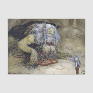 „Junge mit Troll“ von John Bauer Seidenpapier